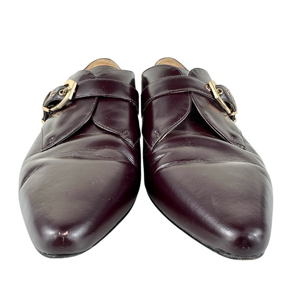 Pour La Victoire monk strap pointed toe flats court shoes in Burgundy Size 7 - Picture 7 of 11